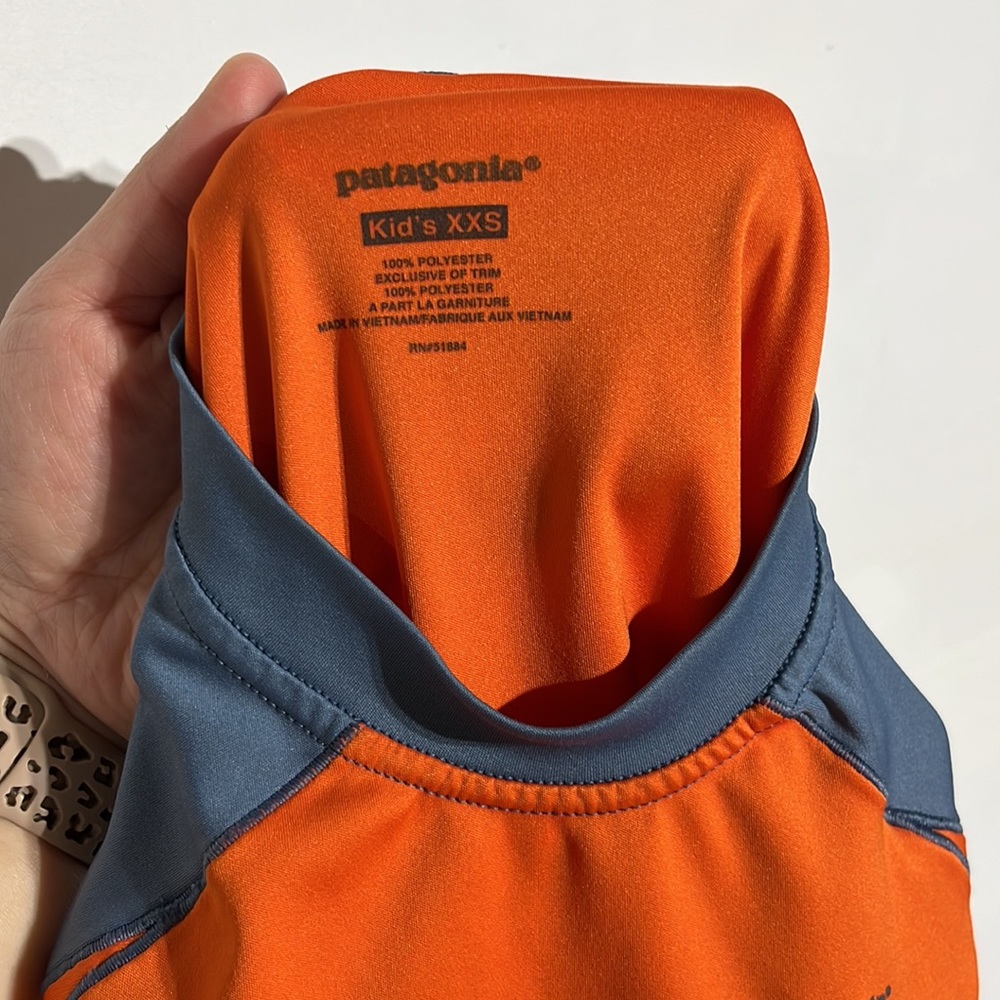 Patagonia Boy’s Orange Grey Performance Tee Shirt Size XXS - Picture 4 of 4